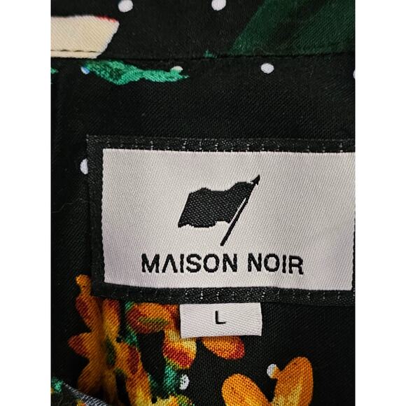 Maison Noir Mens Rose Button Up Shirt Size L Black Polka Dot Punk Grunge Y2K - Picture 2 of 6